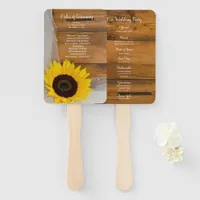 Rustic Sunflower and Veil Country Wedding Programs Hand Fan