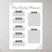 Grey Shades Minimal Daily Planner Sheet Poster