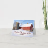 Warm Christmas Wishes Rustic Red Country Barn Card