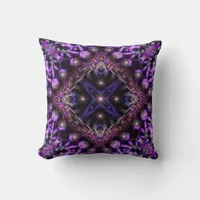 Purple Light Fractal Tapestry  Throw Pillow