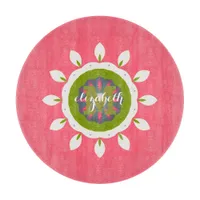 Pretty Pink White Petals Mandala Custom Name Cutting Board