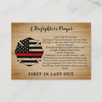 Personalized Thin Red Line Firefighter Prayer Business Card