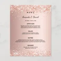 Wedding dinner menu rose gold blush