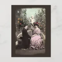 Vintage Couple Proposal Valentines Postcard