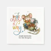 Fun Mice Sleighing Jingle All The Way Glitter Napkins
