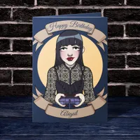 Gothic Cartoon Gamer Teen Girl Birthday Card