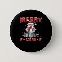 Retro Merry Christmas F-Caw-F Chicken  Button