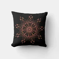 Salmon and Black Sharp Mandala Throw Pillow