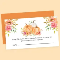 Fall Pumpkin Floral Baby Shower Diaper Raffle Enclosure Card