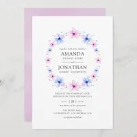 Pastel Pink and Blue Floral Wedding Invitation