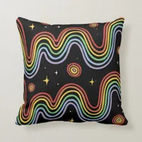 Rainbow Abstract Lines Throw Pillow