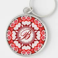 Twin Hearts Geometry Monogram Keychain