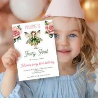 Fairy First Cute Watercolor 1st Birthday  Invitation