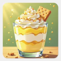 Vanilla Pudding and Whipped Cream Parfait Square Sticker