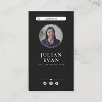 Modern Instagram Professional Black Photo Business Card