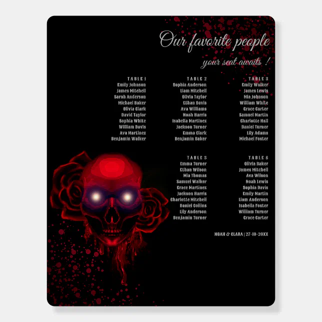 Scary red floral dark moody gothic skull halloween foam board