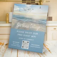 Airbnb Beach House Photo Wifi Password QR Code  Pe Pedestal Sign