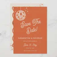 Retro Groovy 70s Ivory Orange Disco Photo Save The Date