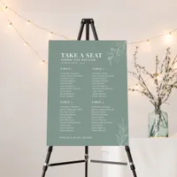 Sage Green Boho Floral Seating Chart Foam Board