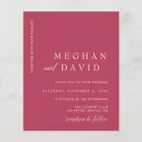 Budget Simple Magenta Minimal Wedding Invitation