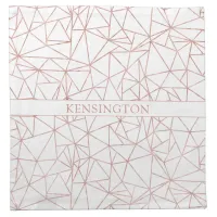 Geometric Copper Rose Gold Foil Polygon Monogram Cloth Napkin