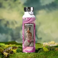Personalized Photo and Name  Pink and Magenta Water Bottle