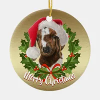 Boer Goat Baby Santa Hat Christmas Ornament