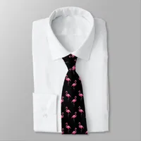 Pink Flamingo Patterned Trendy Tropical Modern Neck Tie