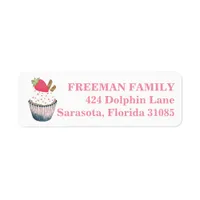 Strawberry Cupcake Address Label – Sweet Pink Mail