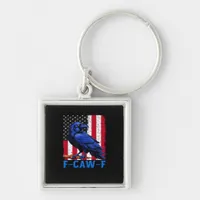 Crow Raven Funny F-Caw-F Minimal Clean Keychain