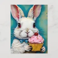 Bunny with a Cupcake Postcard