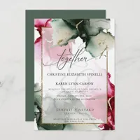 CUSTOM Fuchsia and Sage Green Watercolor  Invitati Invitation