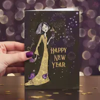 Elegant Gold & Purple New Year Card | Corporate