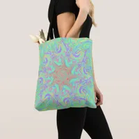 Unique vibrant mandala in pastel colors tote bag