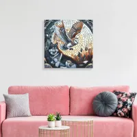 Owl and Wolf Mosaic Ai Art Canvas Print