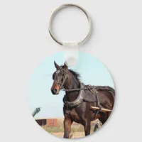 Rural Amish Horse and Buggy Keychain