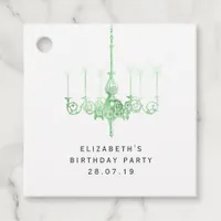 Vintage Chandeliers and Green Grunge Damask Favor Tags