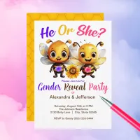 Gender Reveal Party He or She Baby Bee Shower Invitation