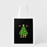 Let's Get Lit Christmas Christmas Grocery Bag