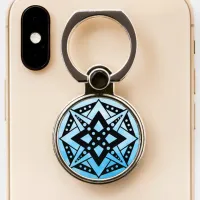 Black and Blue Mandala Abstract Art   Phone Ring Stand