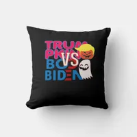 Funny Trumpkin Vs Boo Biden Halloween Design Class Throw Pillow