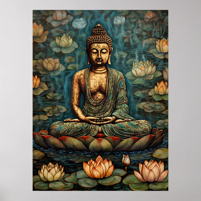 Meditating Gautam Buddha Art Poster