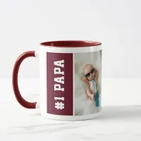 Number One Papa Maroon Custom 4 Photo Collage Mug