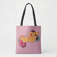 Hippy Retro Make Love Not War Tote Bag