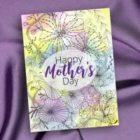 Floral Line Art Soft Color Palette Mother's Day Postcard