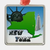New York Map, Statue of Liberty, Monument Metal Ornament