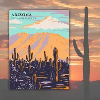 Arizona USA Saguaro Cactus Travel Watercolor Postcard