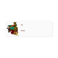 Cute Cartoon Penguin and Christmas Train Label