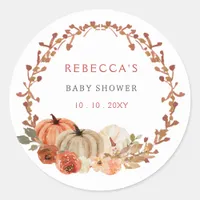 Orange Little Pumpkin Gender Neutral Baby Shower Classic Round Sticker