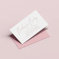 Blush Pink Modern Handwritten Books for Baby Enclosure Card